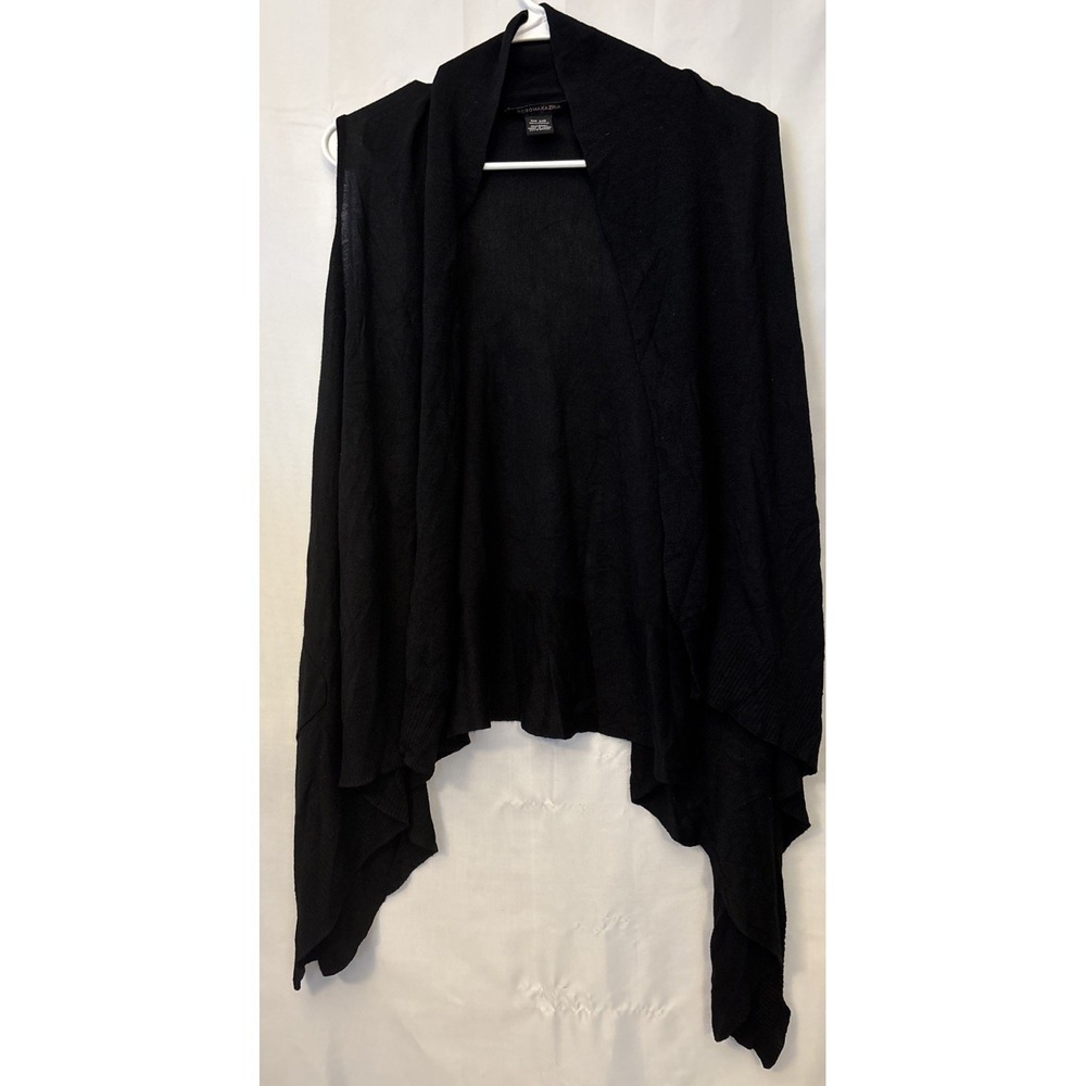 BCBGMAXAZRIA black sleeveless Open cardigan Hi Low One Size 100% Viscose